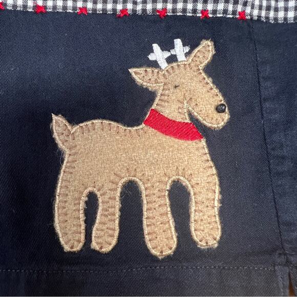 LEMON GRASS Vintage Christmas Shirt Santa Reindeer Appliqué Black Check SZ L - Picture 15 of 16